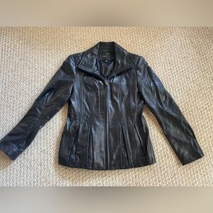 Avanti Black Leather Jacket, M